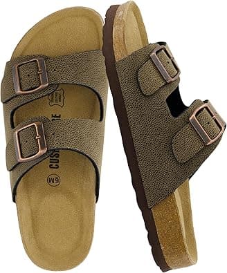 CUSHIONAIRE Lane Cork Footbed Sandals for Women – Comfortable Double Buckle Slip-On with Genuine Suede Footbed & Arch Support Slides for Women Footwear on Amazon.ae - Price Tracker