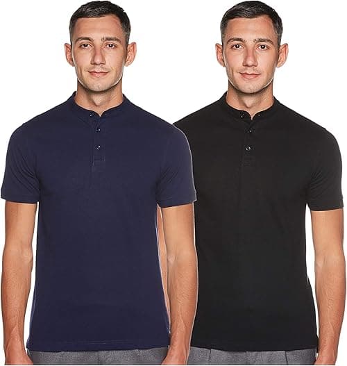 Amazon Brand - Symbol Men's Solid Henley Regular fit Polo (Pack of 2) (Henley-PO2) on Amazon.ae - Price Tracker