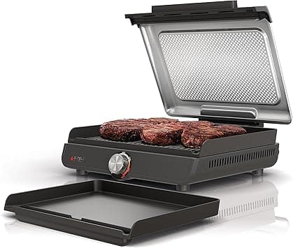 Ninja GR101 Sizzle Smokeless Indoor Grill & Griddle, 14'' Interchangeable Nonstick Plates, Dishwasher-Safe Removable Mesh Lid, 500F Max Heat, Even Edge-to-Edge Cooking, Grey/Silver on Amazon.ae - Price Tracker