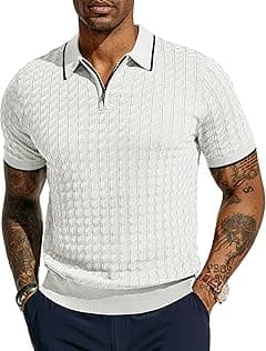 PJ PAUL JONES Men's Knit Polo Shirts Short Sleeve Quarter Zip Polo Shirt - Amazon.ae Price Tracker