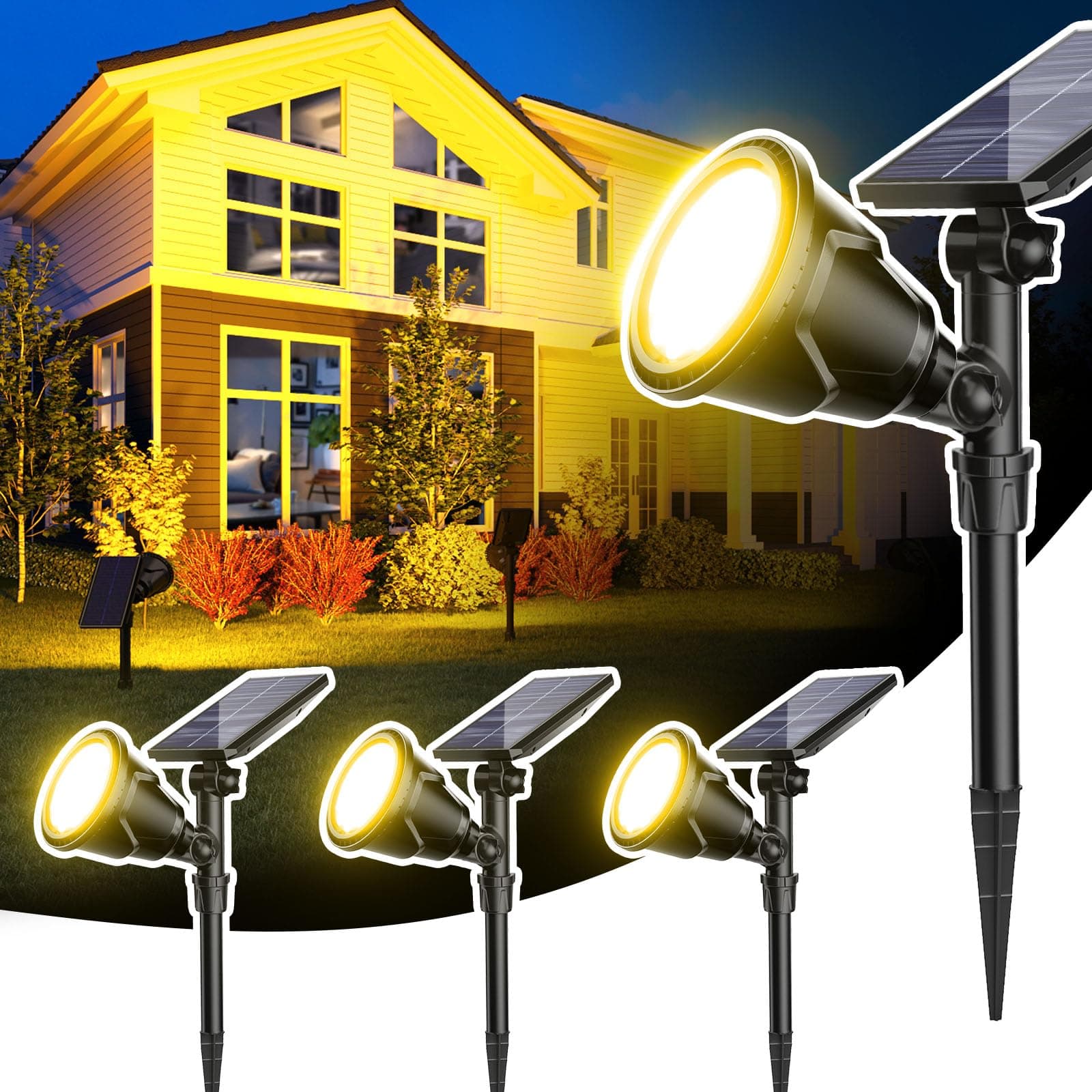 ROSHWEY Outdoor Solar Lights, 600LM Solar Garden Lights Waterproof Solar Spot Lights for Yard Backyard Patio Pond Garage (Warm White, 4Pack) on Amazon.ae - Price Tracker