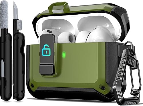 R-fun for AirPods Pro 3 Case (2025) Cover with Cleaning Kit, Military-Grade Heavy-Duty Drop-Resistant with Auto Pop-Up Lid for AirPods Pro 3rd Generation 2025 USB-C Charging Case, Army Green on Amazon.ae - Price Tracker