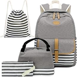 Joyfulife School Backpacks for Teen Girls Lightweight Canvas Backpack Student Bookbags with Lunch Bag 4 in 1 - دليلك لأفضل العروض
