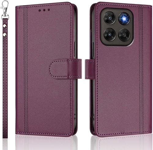 UPLAI Mobile Phone Case for Motorola Moto G77 5G, Premium Embossing PU Leather Protective Case Magnetic Flip Wallet Card Slot Case with Stand Function Lanyard Dark Purple on Amazon.ae - Price Tracker