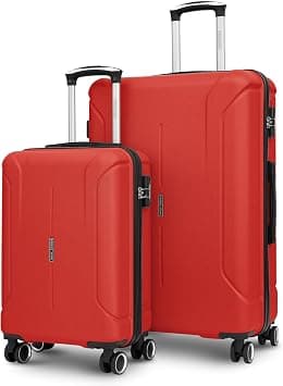 Crista Series Set of 2 Luggage | Lightweight Small 10KG & Large 30KG ABS 8 Wheels Trolley Hardsided Travel Suitcase (Red, Set of 2 (Cabin + Large)) on Amazon.ae - Price Tracker