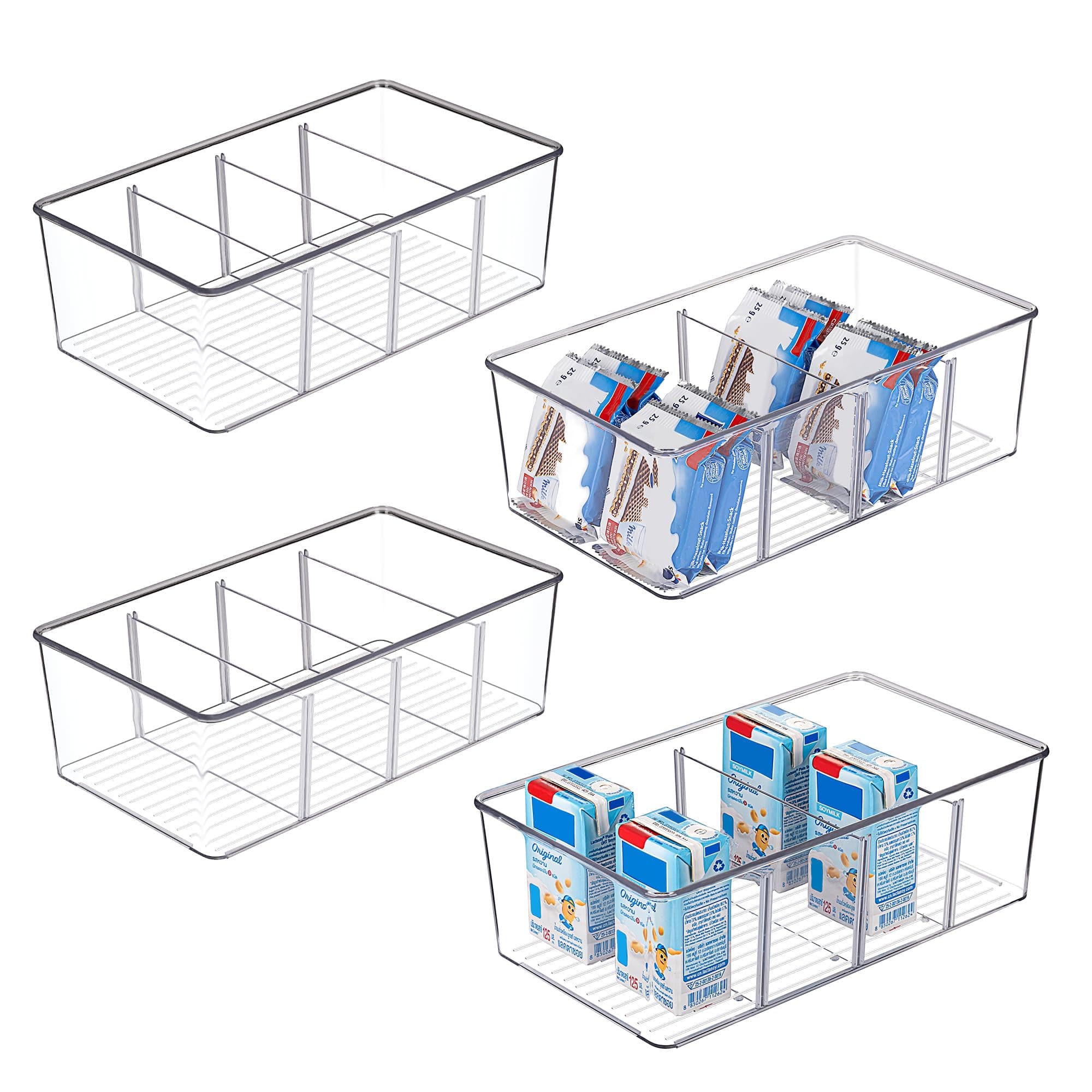 Vtopmart 4PCS Clear Plastic Pantry Organizer with Dividers, for Pantry, Kitchen, Refrigerator, Cabinets, Snacks, Pouches on Amazon.ae - Price Tracker