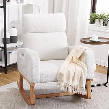 HCHAIRH Rocking Chair Nursery, Sherpa Nursing Rocking Armchair for Mom Nursery Morden Rocker Chair with High Backrest for Living Room,Bedroom,Teddy White on Amazon.ae - Price Tracker
