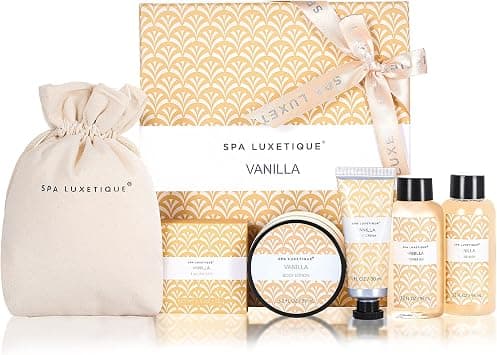 Birthday Gifts for Women Spa Luxetique Gifts for Women 6PCS Gift Set, Skin Care Set Vanilla Gift Basket, Unique Relaxation Spa Gift Basket Set, Gift Set for Mom, Wife, Sister, Best Friend, Coworker - Best Deal Finder