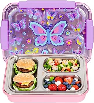 Stainless Steel Bento Lunch Box for Kids, 710ml/23.5oz BPA-Free Leak-Proof Food Containers with 3 Compartments, Back to School Students Daycare Lunches Snack Container Size for Ages 4-8 on Amazon.ae - Price Tracker