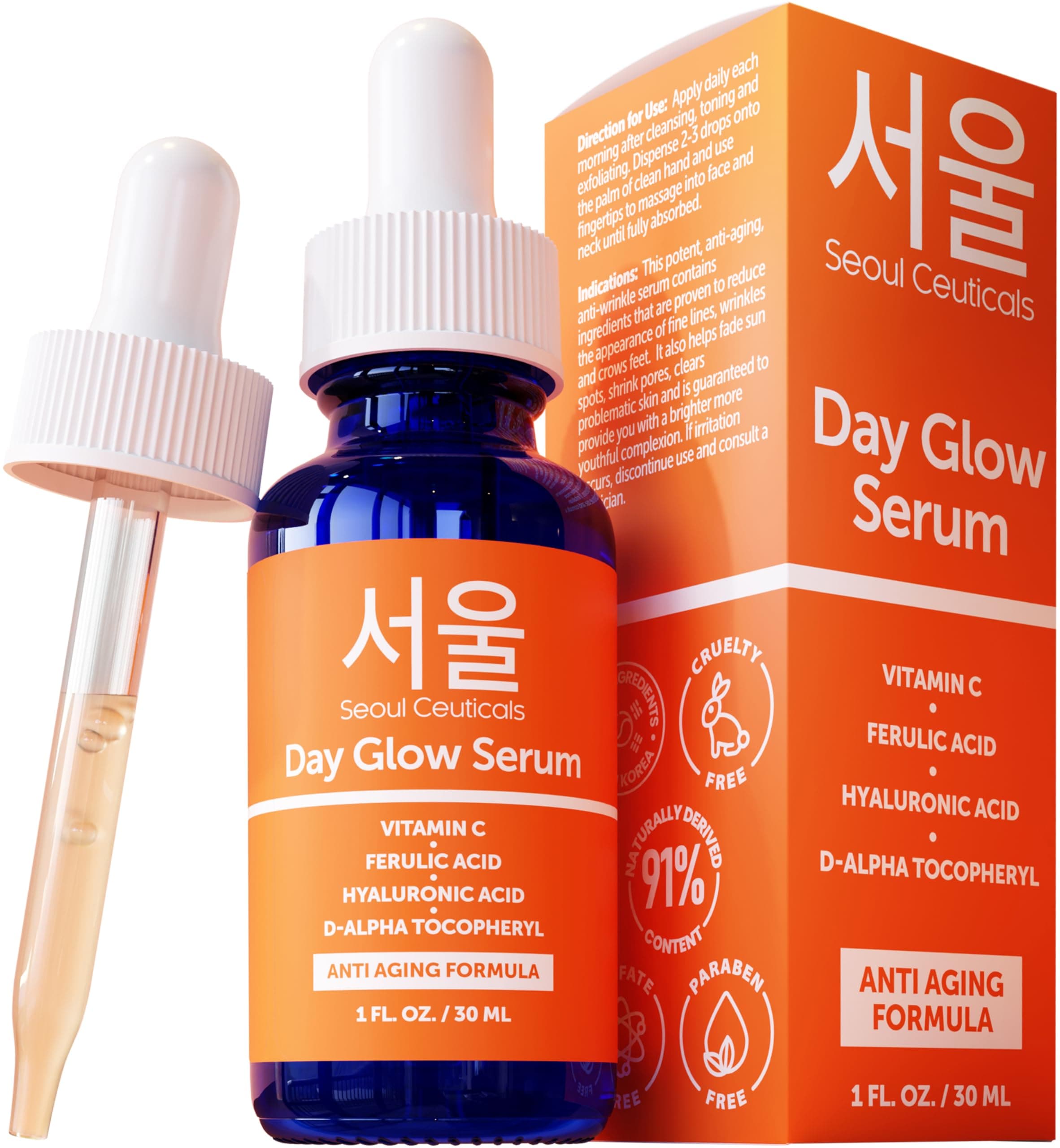 Seoul Ceuticals Korean Skin Care - 20% Vitamin C Hyaluronic Acid Serum + CE Ferulic Acid Provides Potent Anti Aging, Anti Wrinkle Korean Beauty 1oz on Amazon.ae - Price Tracker