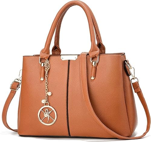 Purse and Handbags for Women, 3 Zip Compartments Tote Bag Designer Shoulder Purse Top Handle Satchel Bags on Amazon.ae - Price Tracker