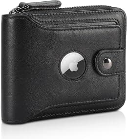 Polare Leather Wallet for Men Bifold RFID Blocking Cash Credit Card Case with Air Tag Slot and YKK Zip Coin Pocket - Best Deal Finder