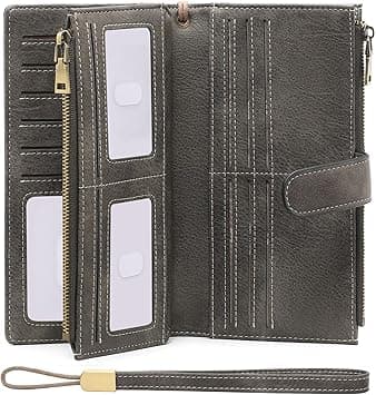 GOIACII Womens Wallets Large Capacity Credit Card Holder Rfid Wallet Women Double Zipper Pocket Leather Bifold Ladies Wristlet Clutch Wallet on Amazon.ae - Price Tracker