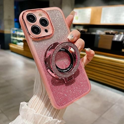 Magnetic Glitter Case for Samsung Galaxy A17 5G 4G/F17 5G/M17 5G,Luxury Plating Cute Bling Sparkling Shiny Kickstand Clear Women Girls Phone Case, Transparent Cover, Camera Protector Pink on Amazon.ae - Price Tracker