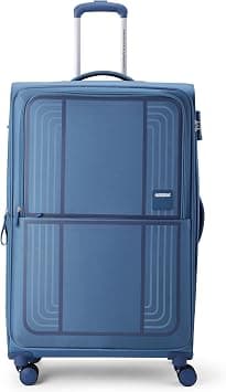 American Tourister Bernplus Large with TSA Lock & 8 Wheels Soft Polyester Trolley Bag/Suitcase for Travel/Travel Bag with Double Spinner Wheels for Smooth Travelling, BLUE, Checkin | 84 cm | Large on Amazon.ae - Price Tracker