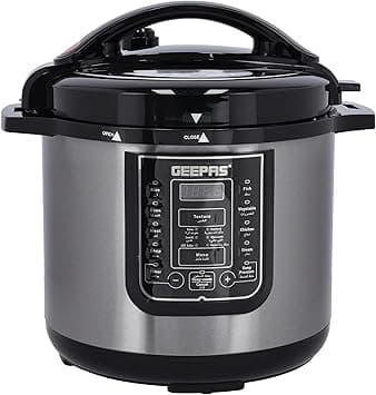 Geepas GMC35030 1600W Digital Multi Cooker with LED Display, 12 Liter Capacity, Black/Silver"Min 1 year manufacturer warranty" on Amazon.ae - Price Tracker
