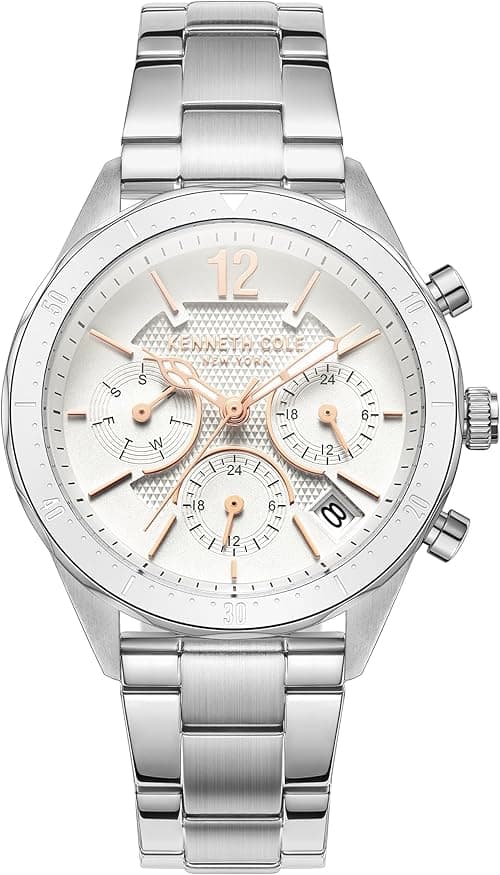 Kenneth Cole New York Modern Classic Modern Dress Sport Women's Silver Dial Silver Stainless Steel Bracelet Analog Watch - 37mm on Amazon.ae - Price Tracker