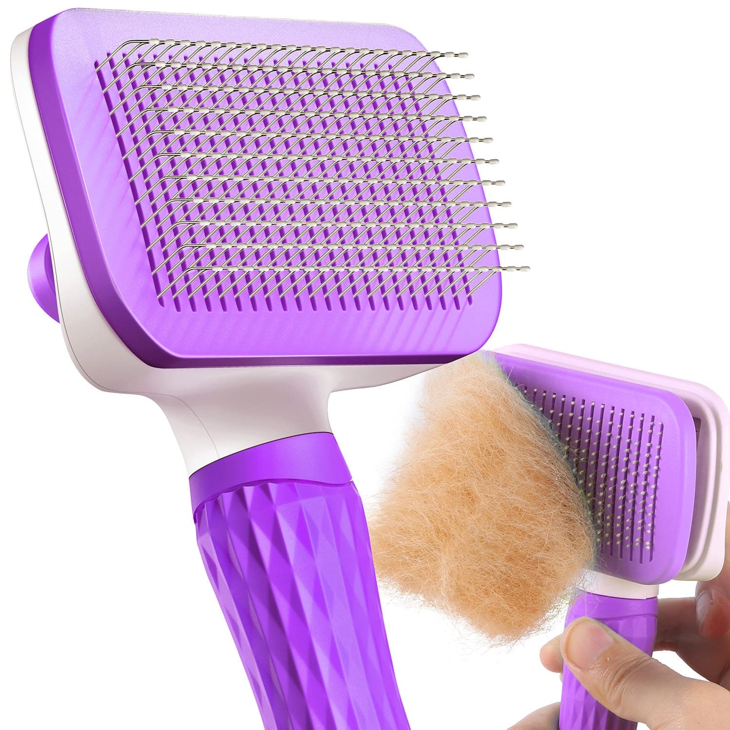 ACE2ACE Cat Brush, Dog Brush, Self Cleaning Cat Dog Slicker Brush, Pet Grooming Comb Brush for Long and Short Haired Cats Dogs, Purple on Amazon.ae - Price Tracker
