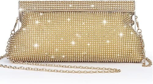 Luxury Rhinestone Clutch Purse for Women - Glitter Bling Evening Bag for Wedding, Reception, Prom, Reunion Sparkling Bride Party Accessories Gift (Gold) on Amazon.ae - Price Tracker