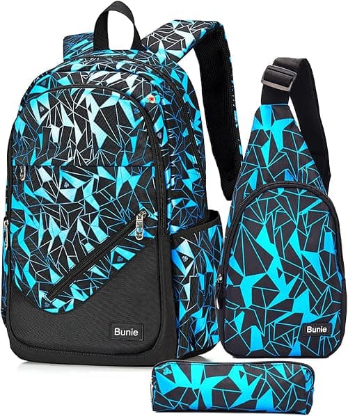 bunie Rucksack für Jungen Große Büchertasche wasserdichte Schultasche Federmäppchen Umhängetasche Set für Grundschule Mittelschule Gymnasium on Amazon.ae - Price Tracker
