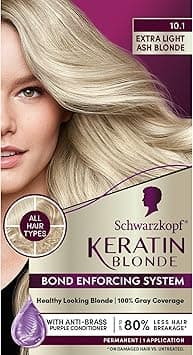 Schwarzkopf Keratin Color Permanent Hair Color, 10.1 Extra Light Ash Blonde, 1 Application-Salon Inspired Permanent Hair Dye, for up to 80% Less Breakage vs Untreated Hair and up to 100% Gray Coverage on Amazon.ae - Price Tracker