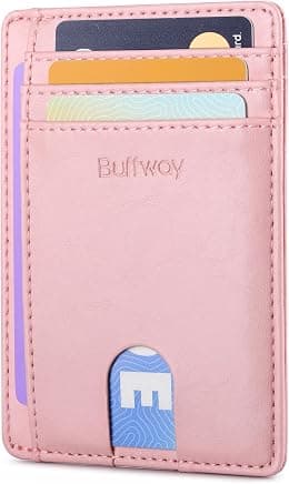 Buffway Mens Slim Wallet, Minimalist Thin Front Pocket Leather Credit Card Holder with RFID Blocking for Work Travel - Best Deal Finder