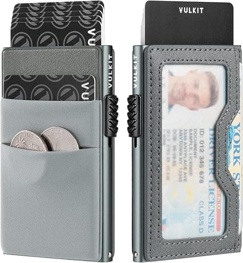 VULKIT Minimalist Wallet with ID Window & EDC Pocket Pop Up Card Holder RFID Blocking Slim Wallet Design for Airtag Cash Coins & Credit Cards on Amazon.ae - Price Tracker