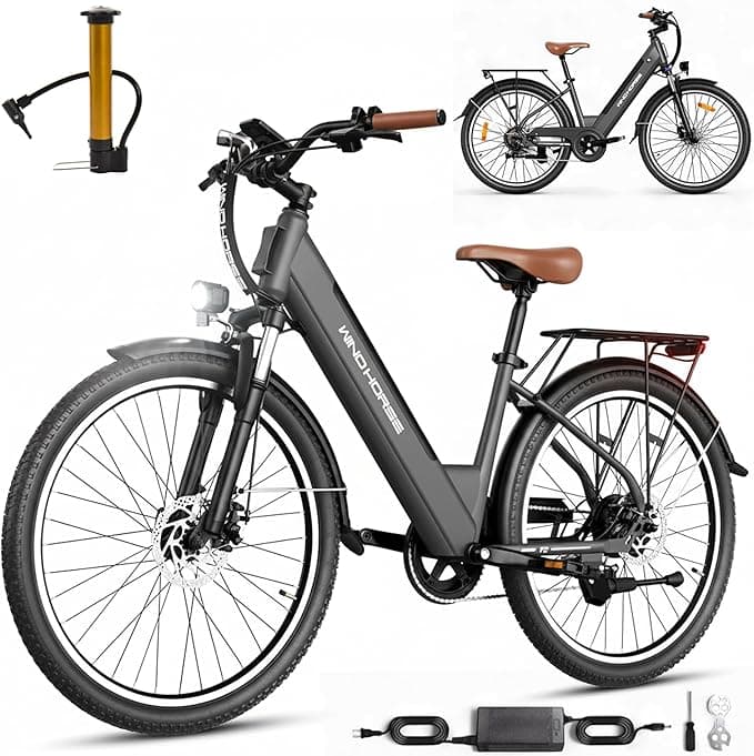 WINDHORSE F2 Electric Bike 350W Motor, 36V 13Ah Removable Battery, 32KM/H Max Speed, 40–80KM Range, 26 Inches Tires, Shimano 7-Speed, Dual Disc Brakes, Front Suspension, 3 Riding Modes on Amazon.ae - Price Tracker