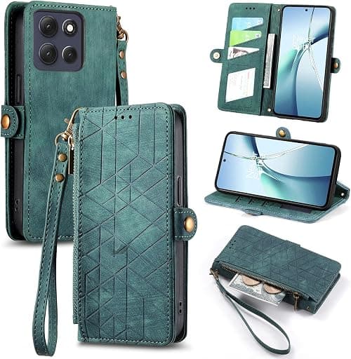 Compatible with Motorola Moto G77 5G Compatible with Motorola Moto G67 5G Flip Stand Zipper wallet Magnetic clasp Lanyard Protective Case Green on Amazon.ae - Price Tracker