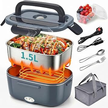 Electric Lunch Box for Adults, 1.5L Fast Heating Heated Lunch Box with Stainless Steel Container, Portable Food Warmer for Car, Home and Office على Amazon.ae - متتبع الأسعار