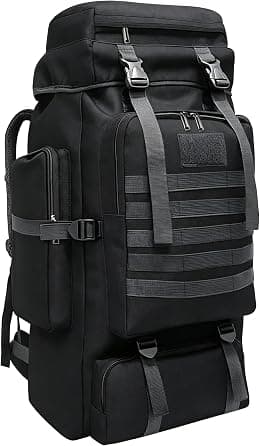 80L 100 L Hiking Backpack Camping Rucksack for Men Women, Water Resistant Large Travel Back Pack Black Trekking Backpacking Walking Knapsack Molle Daypack Bag with Multi-Pocket for Travelling - Best Deal Finder
