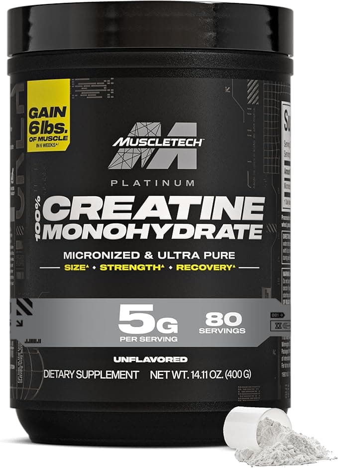 MuscleTech | Platinum | Creatine Monohydrate Powder | Pure Micronized | Muscle Recovery + Builder for Men & Women Workout Supplements | Unflavored | 400 grams | 80 servings on Amazon.ae - Price Tracker