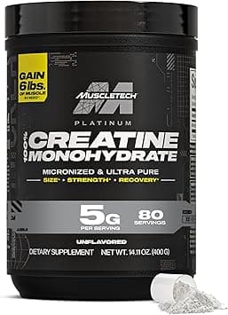 MuscleTech | Platinum | Creatine Monohydrate Powder | Pure Micronized | Muscle Recovery + Builder for Men & Women Workout Supplements | Unflavored | 400 grams | 80 servings - Amazon.ae Price Tracker