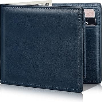 Mens Wallet Bifold Genuine Leather RFID Blocking, Blue, Classic on Amazon.ae - Price Tracker