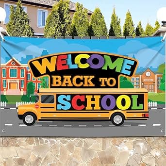 XtraLarge Welcome Back to School Banner - 72x44 Inch | First Day of School Decorations for Home | Bulletin Board Decor, Backdrop | school Bus Backdrop, Back To School Backdrop for Classroom Decor, First Day of Kindergarten Banner, First Day of Kindergarten on Amazon.ae - Price Tracker