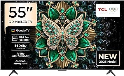 TCL 55C6K Television 55 Inch Smart TV 4K QD-Mini LED Colorful Quantum Crystal HDR 10+ Gaming Google TV, 144Hz Native Refresh Rate, ONKYO 2.1 Hi-Fi, Dolby Atmos, AI Mode, Game Master (2025 Model) on Amazon.ae - Price Tracker