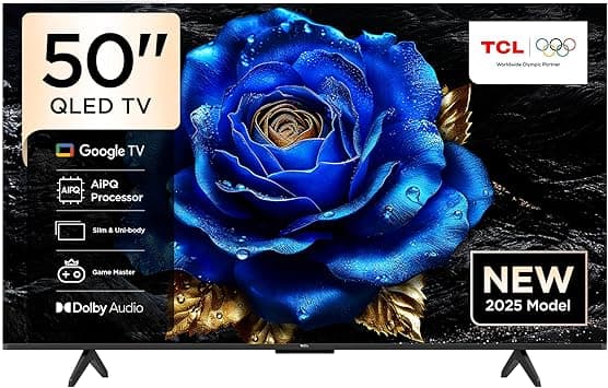 TCL 50T6C Television 50 Inch Smart TV 4K QLED Colorful Quantum Crystal HDR 10+ Gaming Google TV, Dolby Vision Atmos, DTS Virtual X, MEMC, Voice Control, Game Master with Slim Design (2025 Model) on Amazon.ae - Price Tracker