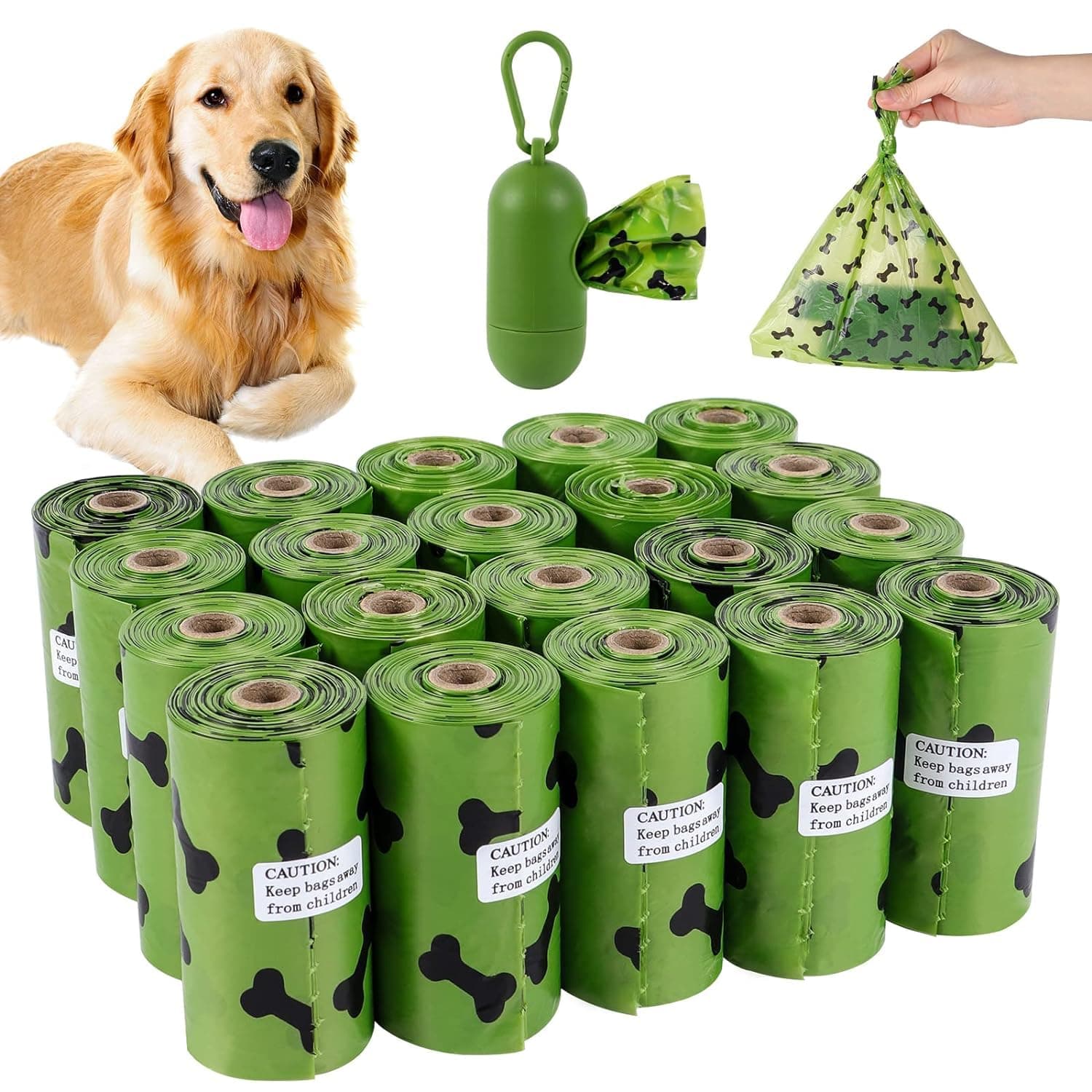 SKY-TOUCH 20Rolls-300pcs Dog Poop Bags Pet Dog Supplies for Dogs include 1pcs Green Adjustable Dispenser,Extra Thick and Strong, 100% Leak Proof, Biodegradable Waste Bag on Amazon.ae - Price Tracker