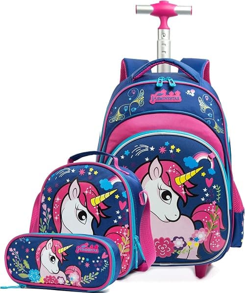 Meetbelify Bowknot Rolling Backpack for Gilrs Backpacks with Wheels Kids Wheeled Suitcase Luggage on Amazon.ae - Price Tracker