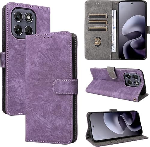 Cover Compatible with Motorola Moto G67 5G / G77 5G Phone Case【Flip Stand Magnetic Closure Card Slot Wallet】 Purple على Amazon.ae - متتبع الأسعار