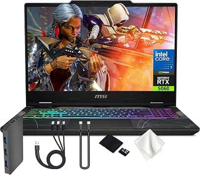 msi Cyborg 15.6" 144Hz FHD IPS Gaming Laptop, NVIDIA GeForce RTX 5060, Intel Core 7-240H, 64GB RAM, 5TB (4TB SSD&1TB Docking Station Set), Backlit Keyboard, HD Webcam, Wi-Fi 6E, Win 11 Pro, Black on Amazon.ae - Price Tracker