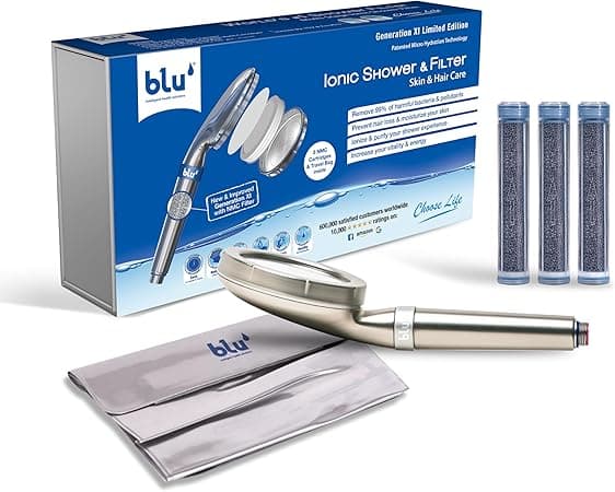 blu Ionic Shower Head and Shower Filter - Handheld - Removes Chlorine &amp; Harmful Pollutants - Prevent Hair Loss &amp; Moisturize Your Skin, Matt Silver on Amazon.ae - Price Tracker