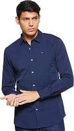 Tommy Jeans Mens Original Stretch Slim Fit Shirts - Best Deal Finder