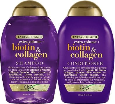 OGX Thick & Full + Biotin & Collagen Extra Strength Volumizing Shampoo & Conditioner with Vitamin B7 & Hydrolyzed Wheat Protein for Fine Hair. Sulfate-Free Surfactants for Fuller Hair, 13 Fl Oz - Best Deal Finder