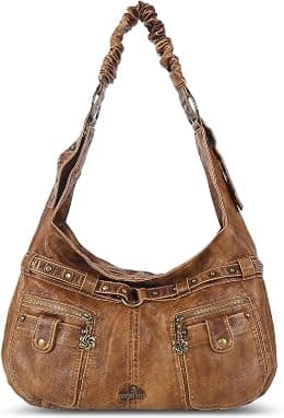 Angel Kiss Purses for Women Large Hobo Shoulder Bags Vagen Leather Multi-Pocket Tote Bag Ladies Designer Handbags with Studs - Best Deal Finder