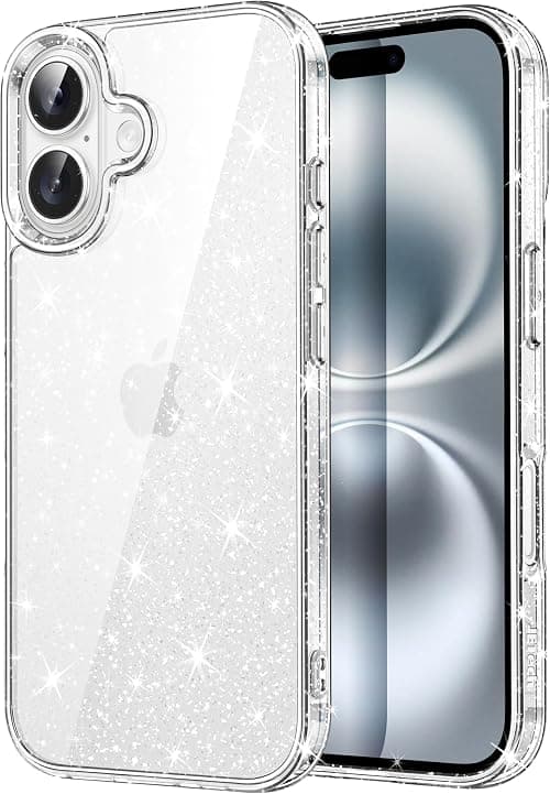 JETech Glitter Case for iPhone 16 6.1-Inch, Bling Sparkle Shockproof Phone Bumper Cover, Cute Sparkly for Women and Girls (Clear) on Amazon.ae - Price Tracker