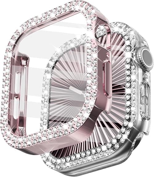 WINGLE 2 Pack for Apple Watch Case Series 11 10 42mm Screen Protector, Bling Diamond Protective Face Cover for iWatch 11 10 42 mm Crystal Rhinestone Bumper with Tempered Glass Protector, Pink/Clear on Amazon.ae - Price Tracker