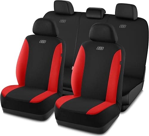 Skechers Car Seat Covers, Premium Breathable Polyester Seat Covers, Car Seat Covers Full Set Airbag Compatible, Automotive Comfort & Protection for Most Cars, Vans, Trucks, SUVs (Full Set, Red) on Amazon.ae - Price Tracker