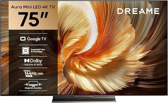 Dreame 75 inch Aura Mini LED 4K Smart TV, 144Hz QLED Display with HDR10+, Dolby Vision & Atmos, AI Picture Engine, Google TV OS, Voice Control,HDMI 2.1, Bluetooth 5.1, WiFi 5G - Amazon.ae Price Tracker