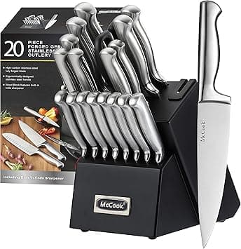 McCook® Knife Sets,German Stainless Steel Kitchen Knives Block Set with Built-in Sharpener on Amazon.ae - Price Tracker